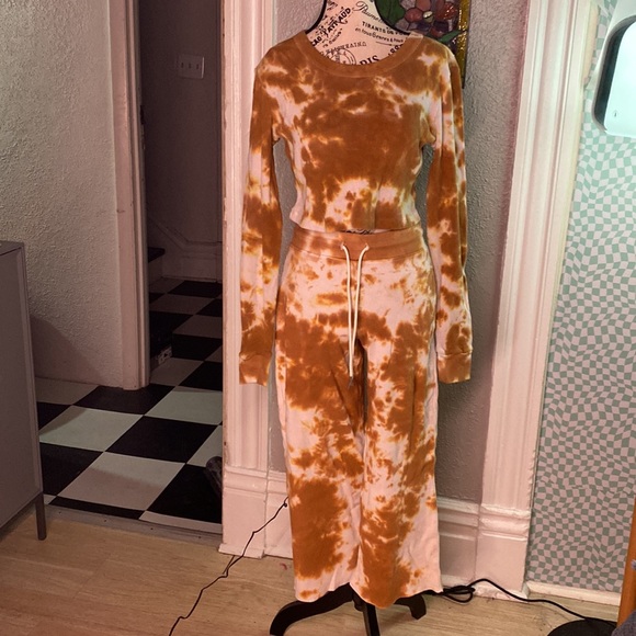 Mate the label ginger, tie-dye, NWOT CROPPED top and pant waffle size XS - Picture 3 of 6